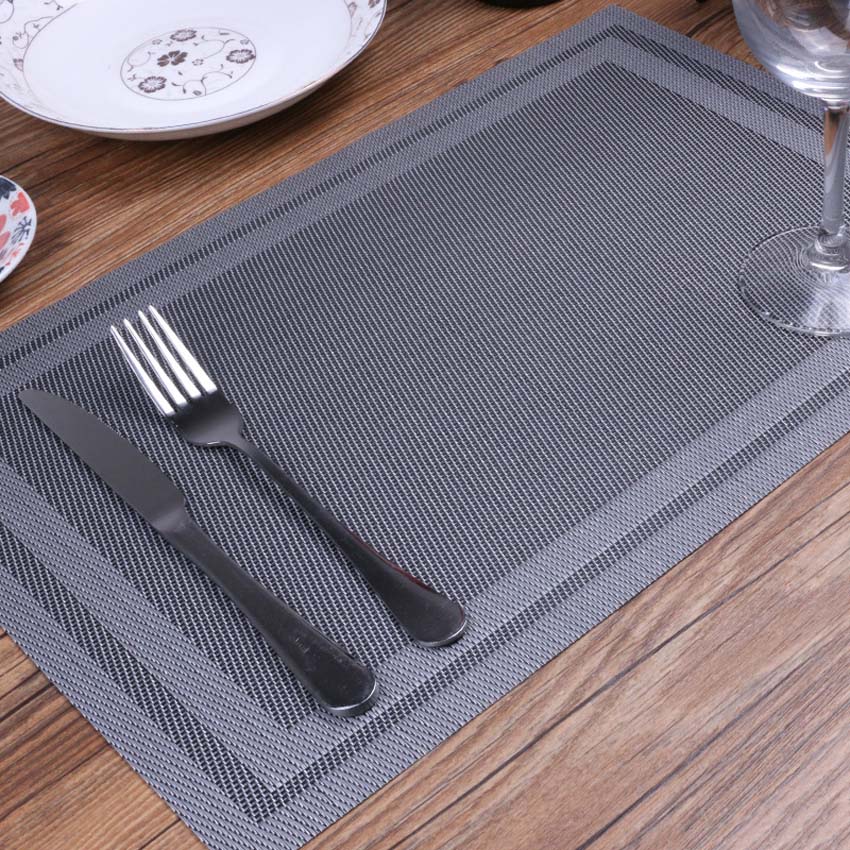 4 st/uppsättning moderna pvc-matta matbordsmatta café antislipmattor skålplatta koppmatta bordsunderlägg: Silver-