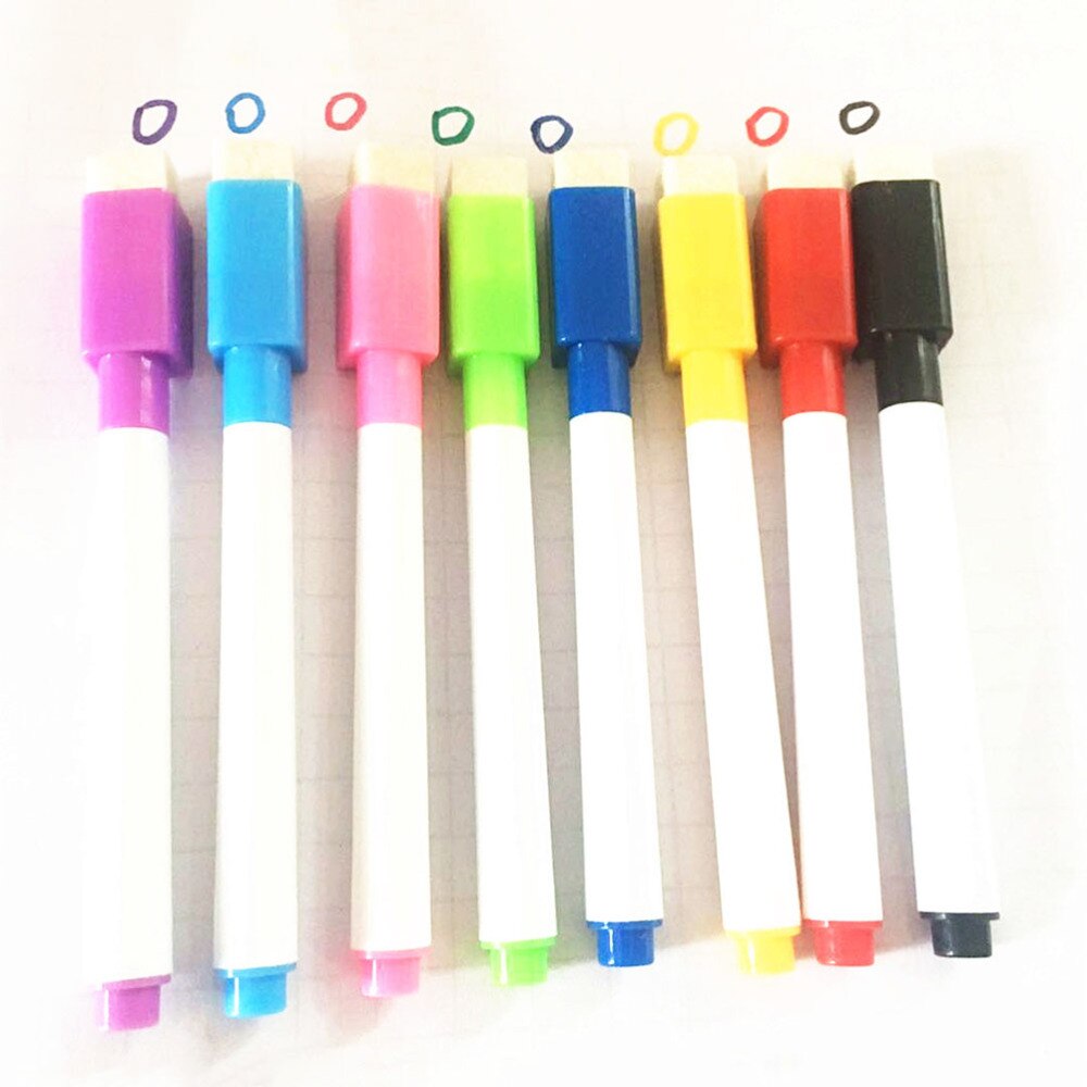 24pcs Erasable Whiteboard Pen Magnetic Whiteboard Pen Erasable Marker Carrying Brush (8 Colors)