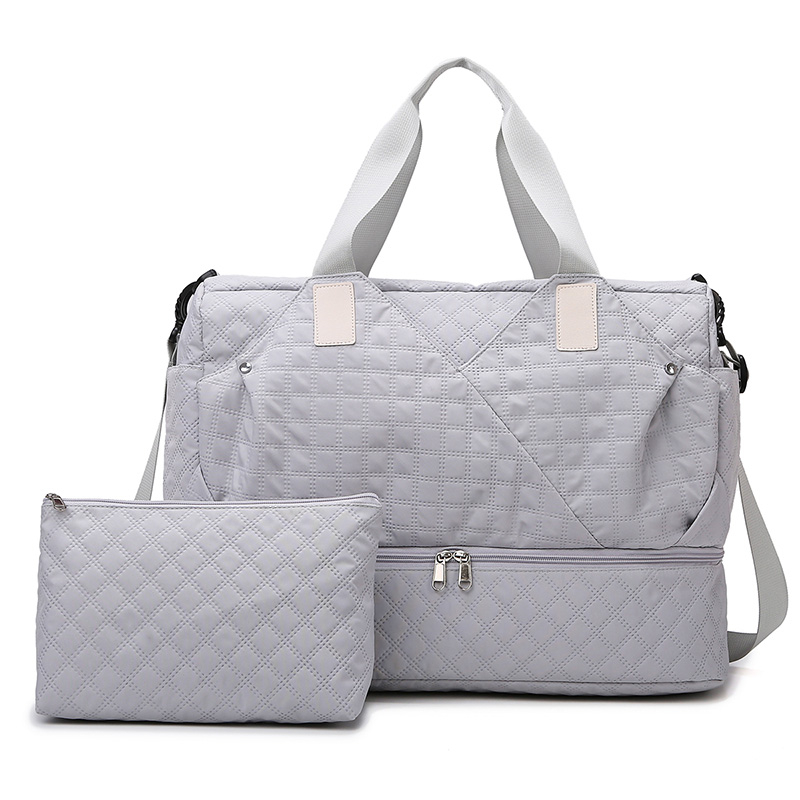Bolsas de viaje de gran capacidad, organizador de equipaje, bolso de mano impermeable, portátil, plegable, almacenamiento de ropa de viaje, bolsos de hombro: Gris