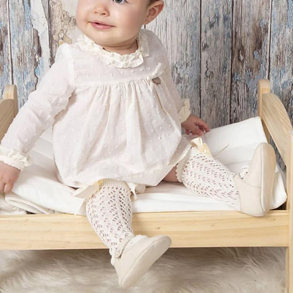 1 Paar 1-5 Jaar Oude Baby Knie Sokken Plain Weave Antislip Puur Katoen Baby Meisjes Knie hoge Boog Sokken Voor Fotografie Props