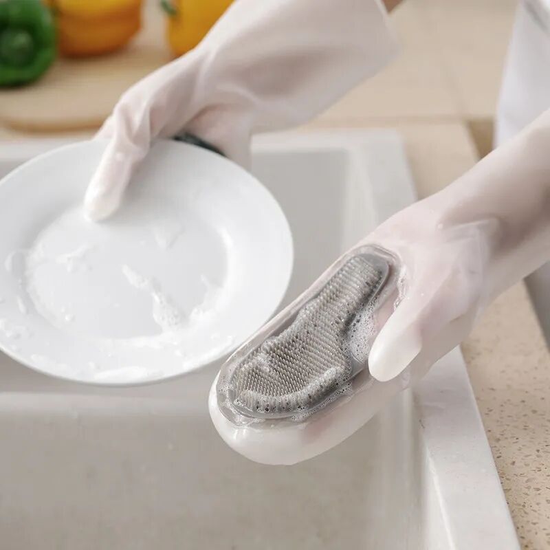 Silicone Dishwashing Gloves Magic Household Waterproof Female Kitchen Durable Cleaning Dishes Washing Clothes Gloves Scrubber