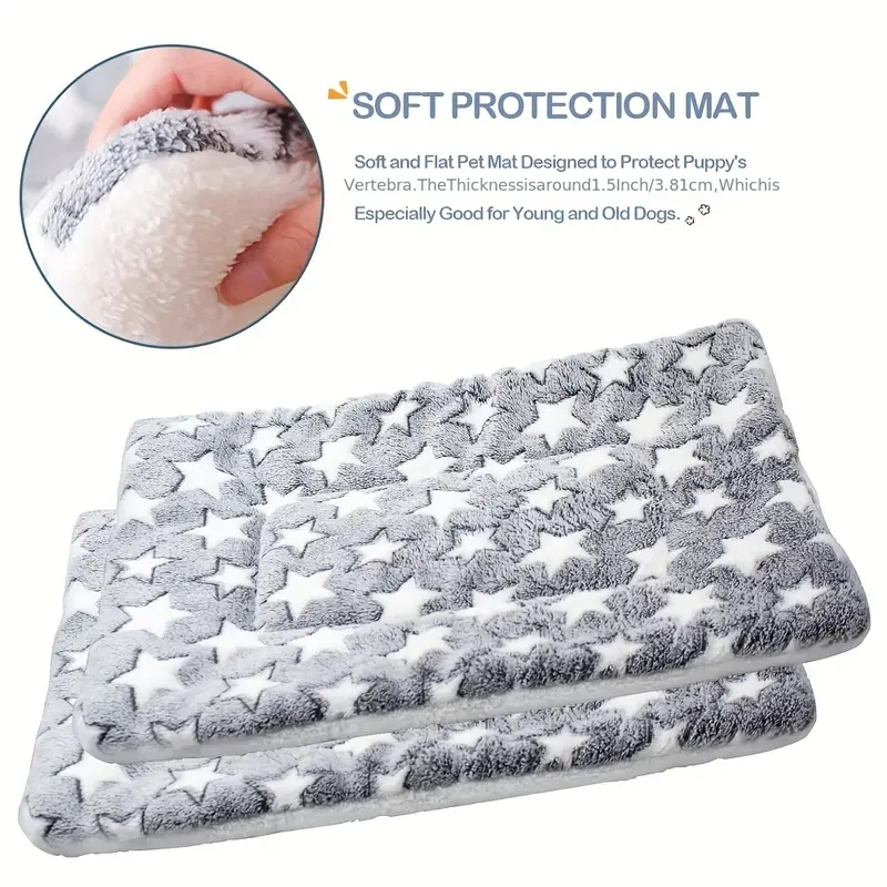 Colchoneta para dormir para perros y gatos, manta gruesa de pelo suave, lavable, cálida, con patrón de oso, suministros para mascotas
