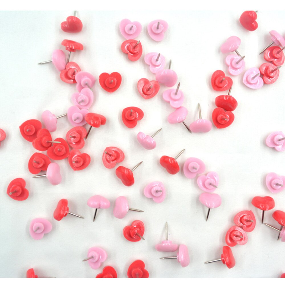Chinchetas decorativas de seguridad con forma de corazón, 100 piezas con forma de corazón, chinchetas de colores para tablero de corcho, mapa, fotos, carteles, calendario
