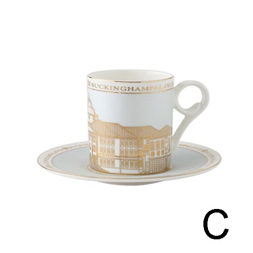 Europese Bone China Koffie Set Thee Kop En Schotel Set Retro Koffiekopje Porselein Koffie Reizen Cup Drinkware J: Rood