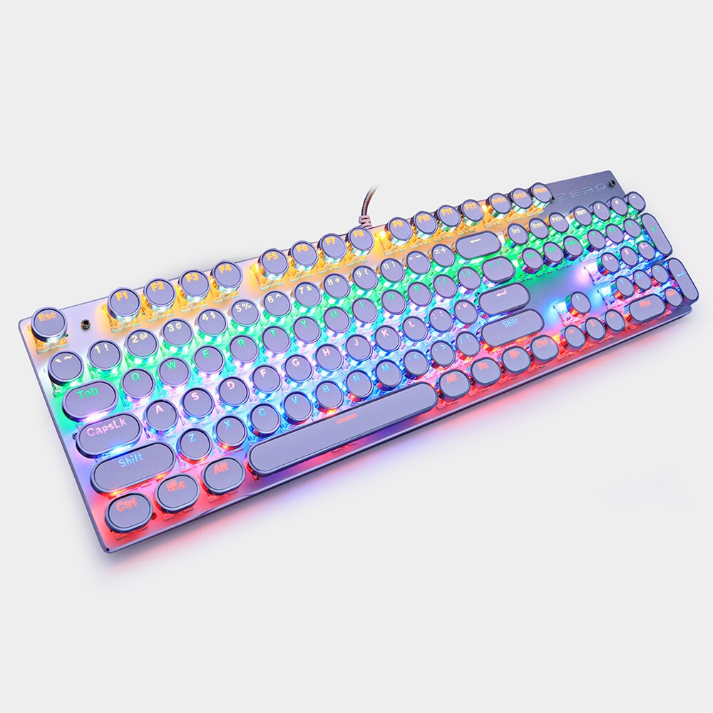 METOO-ZERO Round Keycap Gaming Mechanical Keyboard Blue Black Red Switch Anti-Ghosting USB Wired LED Backlight Keyboard for PC