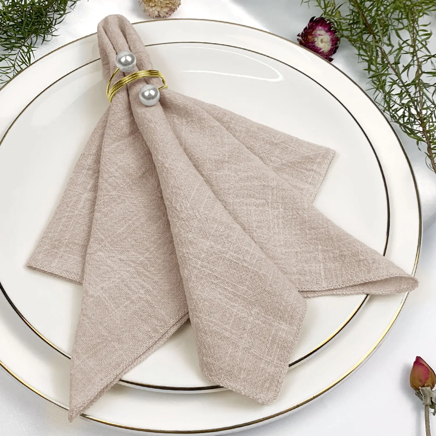 Set van 6 katoenen stoffen servetten gaas saliegroen 30x30cm voor bruiloft decoratie dagelijks gebruik diner theedoek tafel feestservetten: Rood