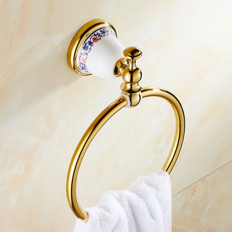 2 stil vintage messing håndklædeholder ring vægmonteret, forgyldt håndklæde ringholder børstet, kobber antik håndklæde ring badeværelse