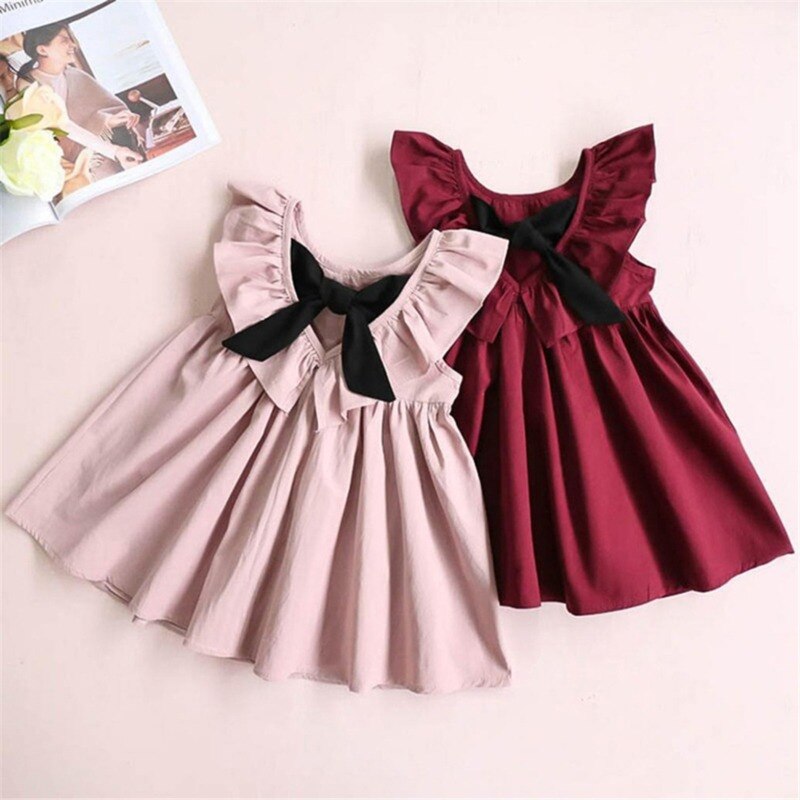 Abbigliamento per bambini abito da bambina senza maniche a pieghe senza schienale in cotone abito coreano per bambini abito da bambina senza schienale estivo