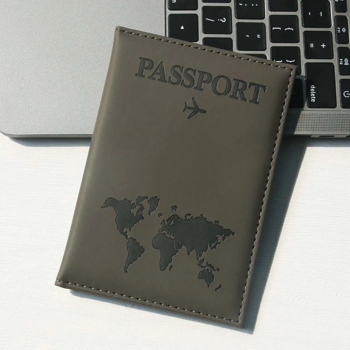 Passport Holder Map PU Passport Cover Travel Essential Cruise Must Have Passport Holders Slim and Portable for Travel: Dark Khaki