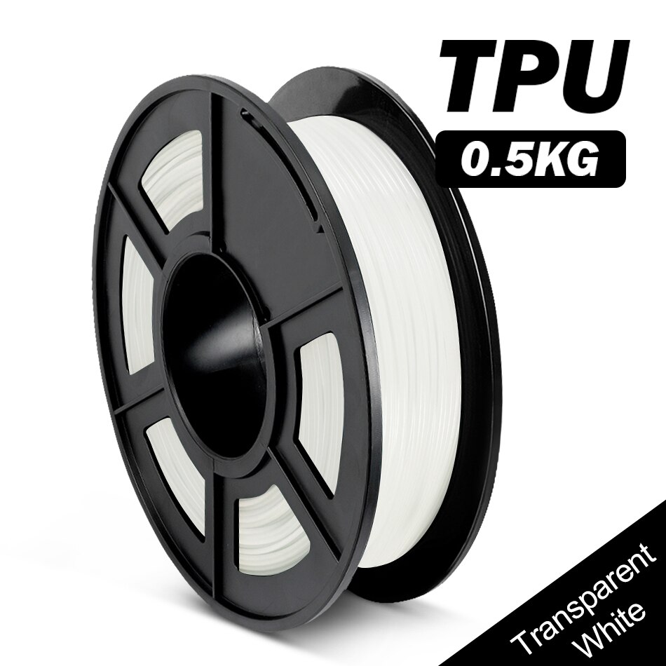 SUNLU TPU Flexible Filament 0.5KG 1.75MM TPU Filament 3D Printer Flexible 3d Printing Material: TPU-TR-White