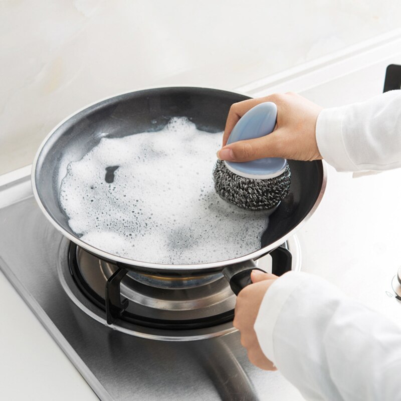 Nano Staalborstel Bal Keuken Schoonmaken Afwassen Staal Wol Schuursponsje Kleurrijke Rvs Scrubber Polijsten