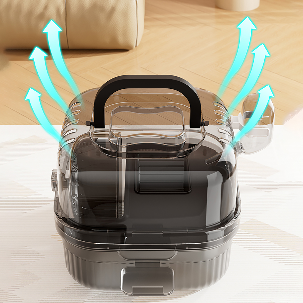 Jaula transportadora para exteriores para hámster, jaula portátil para hámster con cubierta abatible grande transparente para transporte de aves y hámster, suministros para mascotas