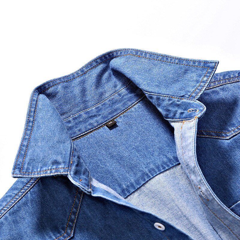 Høst denim tykk langermet skjorte ungdomstrend bomull skjortejakke klassisk trykt løs virksomhet uformelt topp