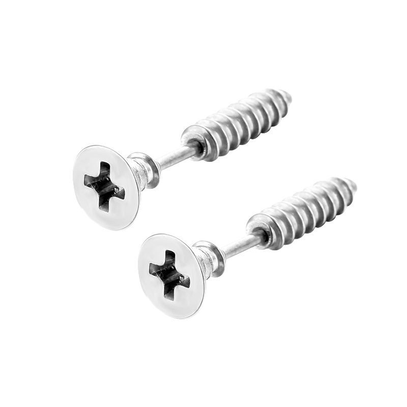 Piercing de acero inoxidable Unisex, 2 unidades, gótico, Punk, Rock, novedad: Rodio plateado