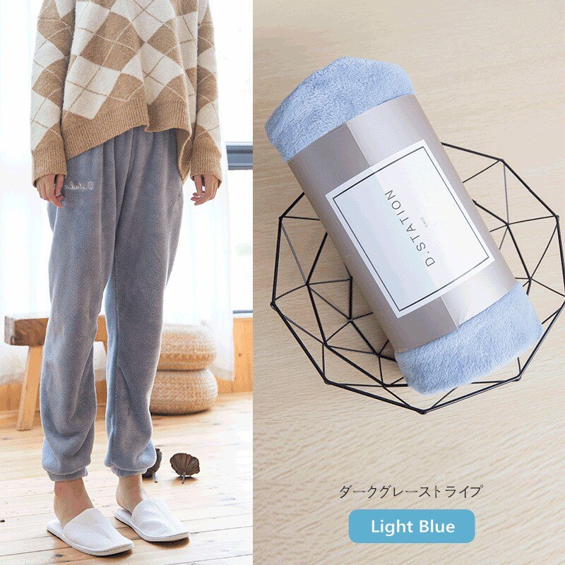 Korallen Samt schlaf hosen frauen Winter Schlafanzug Schlauch lässig weiche warme homewear hosen verlieren schlaf boden: Blau / XL