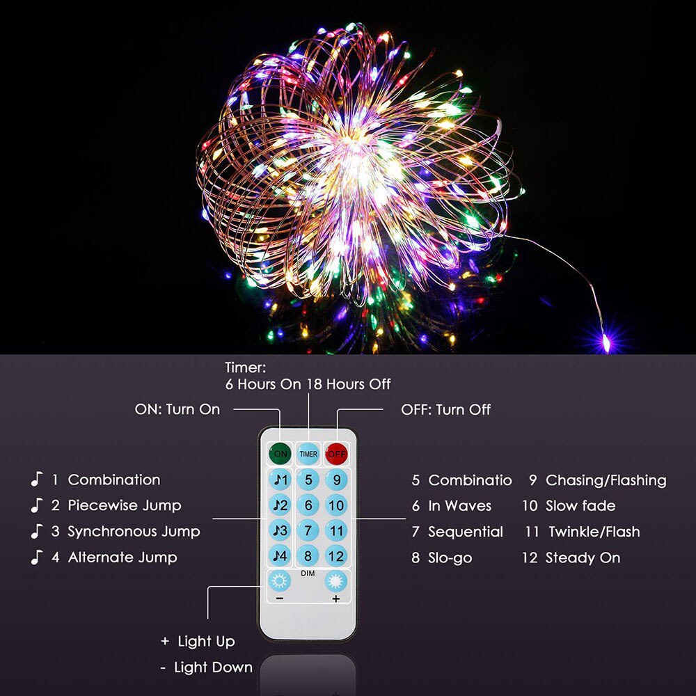 100 Leds Lights Music Rhythm USB Copper Wire Light Strings IP65 Waterproof IR Remote Control Party Decor Led strip