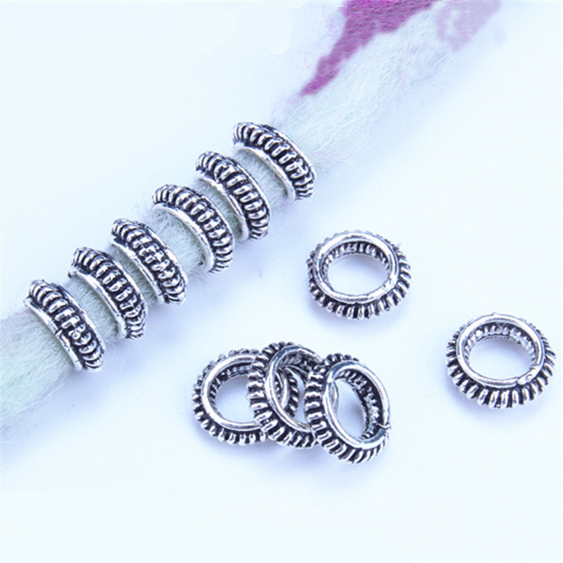 Anillos para el pelo de Metal plateado, trenzas para el cabello, rastas, cuentas, abalorios, rastas, accesorios para el cabello DIY, 5 unids/bolsa: 5pcs  NO.5