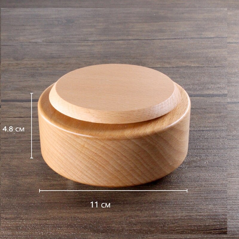 Wooden Music Box Rotating Round Base DIY Art Crafts for Christmas Decorative Ornaments Kids