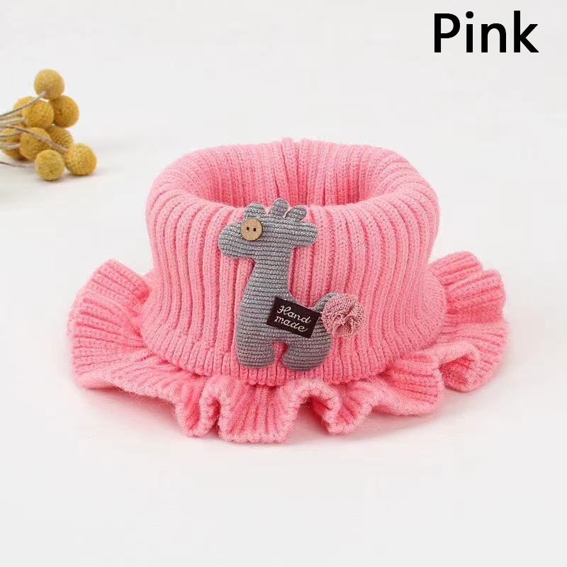 Winter Casual Baby Girls Scarf Children Knitted Neck Warmer Boy Cartoon Warmer Crochet Cowl Collar Kids Outdoor Neckerchief: Pink