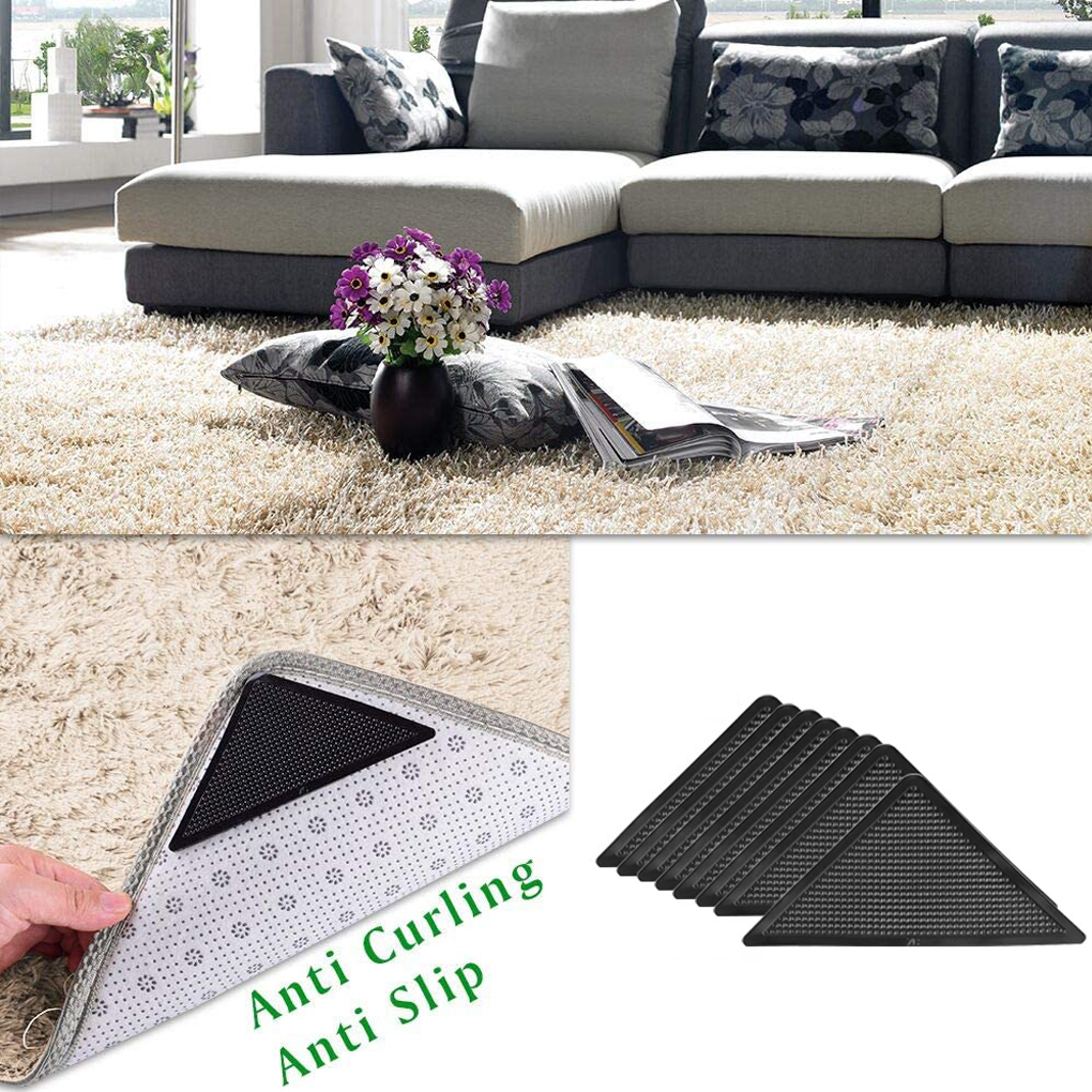 Tampon de préhension antidérapant pour tapis, 8 pièces, bande auto-adhésive réutilisable en Faux cuir pour plancher en bois