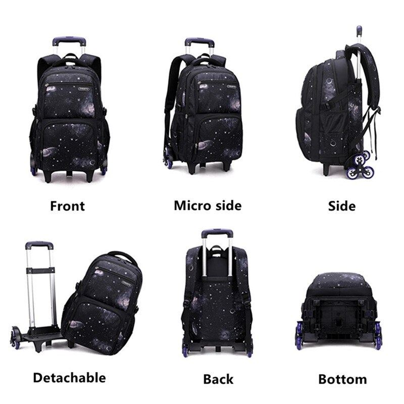 Rollende rugzak voor jongens, tas met wieltjes, duurzame schooltassen, reistassen, handbagage voor kinderen, mochila