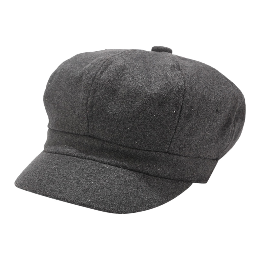 Boina para Mujer Otoño Invierno gorra octogonal estilo artista pintor quiosco gorras negro gris boina sombreros planos Sombrero Mujer # L20: Dark Gray