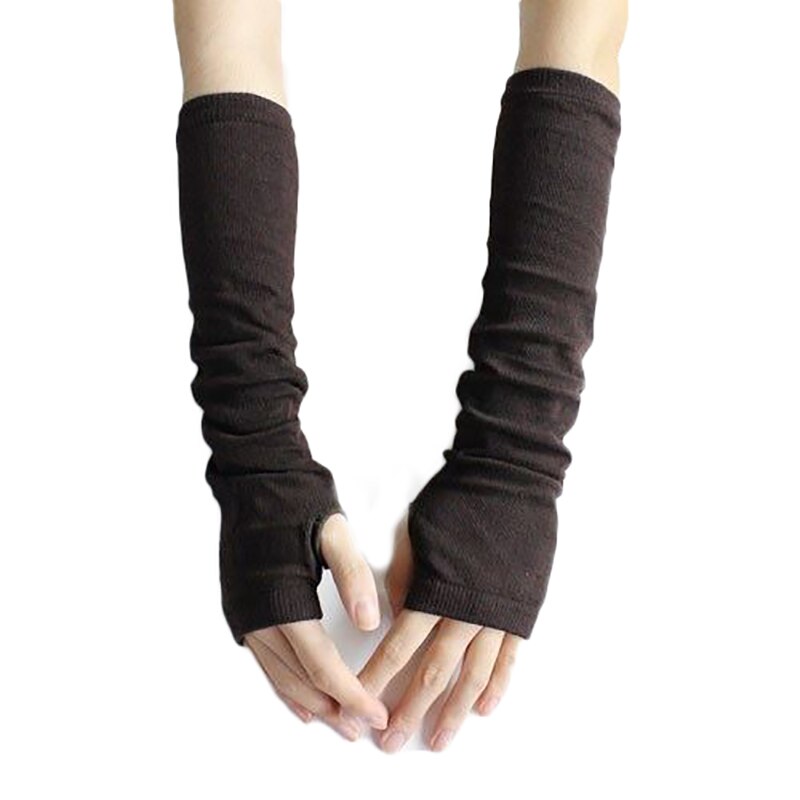 Kobiety ciepła wełniana dzianina rękawiczki bez palców zimowe rękawiczki z dzianiny pół palca rękawiczki mankietowe długie rękawiczki damskie rękawiczki bez palców: wielbłąd