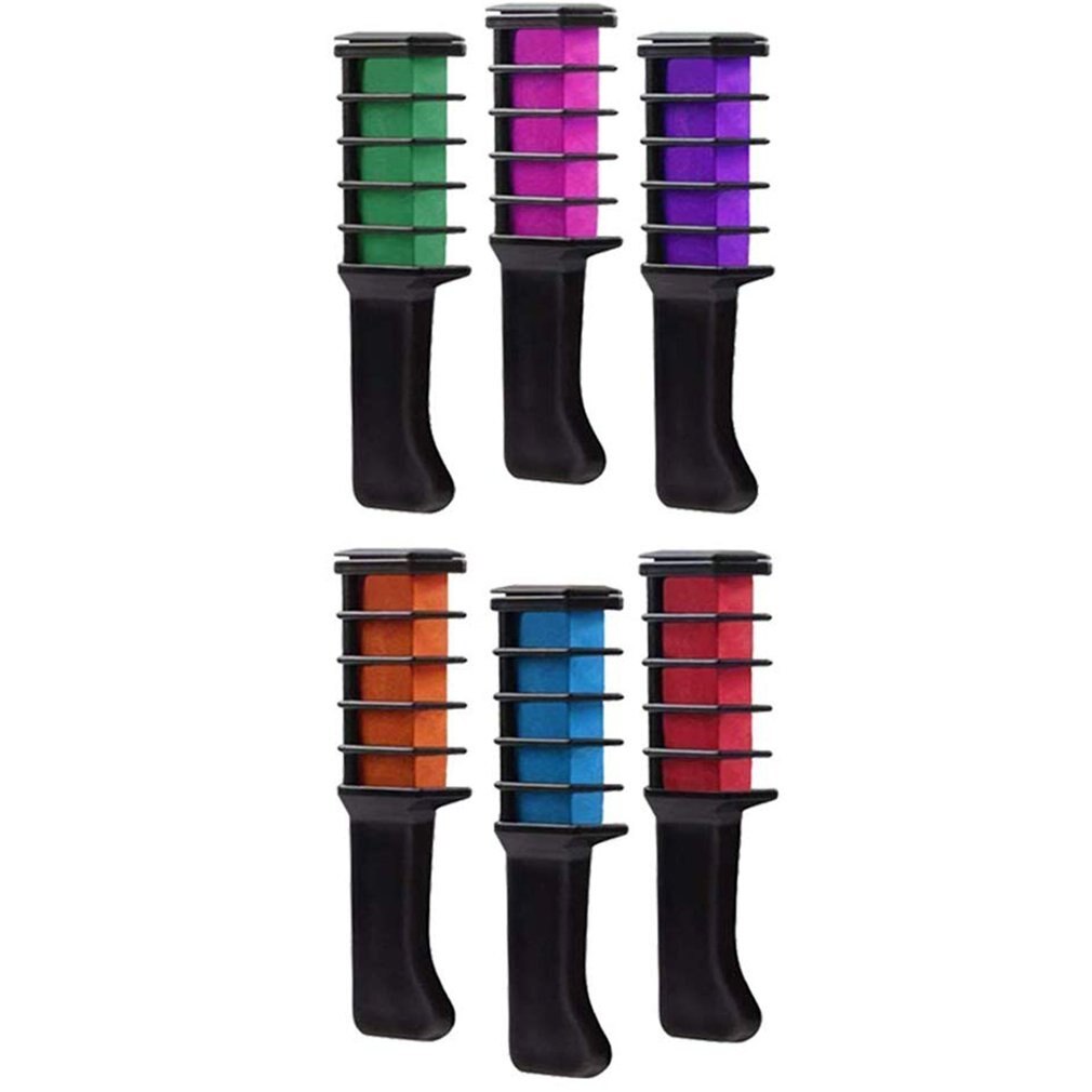 Peine de tiza para el cabello, 6 uds., Mini peine para tinte de pelo no tóxico lavable, para niños, adolescentes, , Cosplay DIY