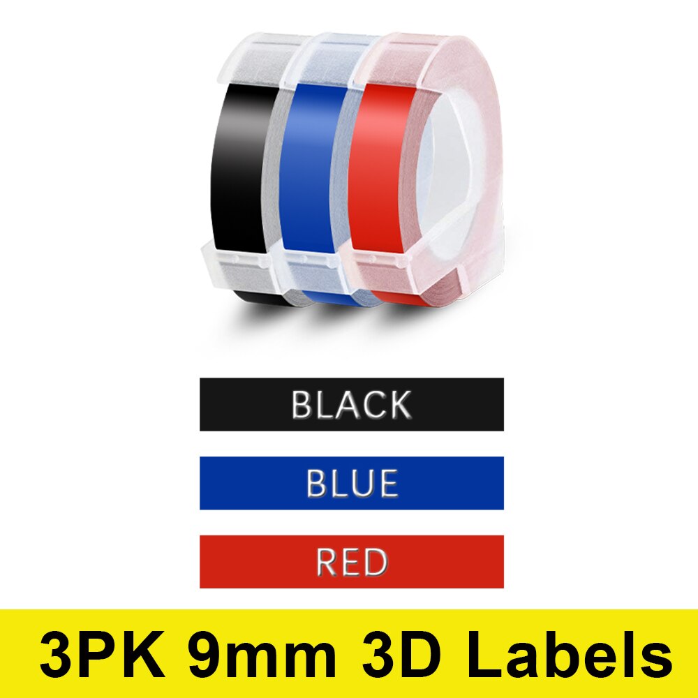 Labelwell 10 sztuk Multicolor kompatybilny dymo 3D tłoczenie taśmy 9mm DIY plastikowe tłoczenie etykiety do drukarki Dymo 1540 Motex E101: 3PK-03