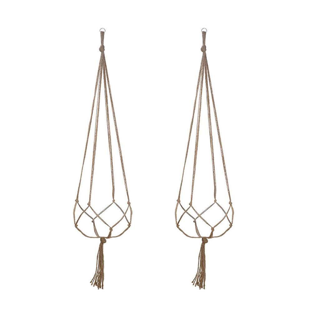 2pcs Hanging Basket Handmade Flower Pot Holder Wall Decoration Patio Knitted Rope Garden DIY Craft Plant Hanger Indoor Decor CD: 105mm