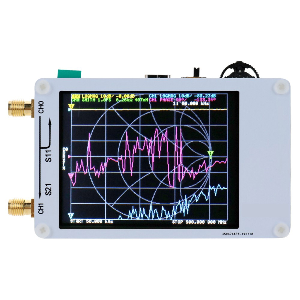 Vector Network Analyzer NanoVNA-H 50KHz ~ 900MHz Vector Network Analyzer 2,8 Inch Touch Bildschirm MF HF VHF UHF Antenne Analysator