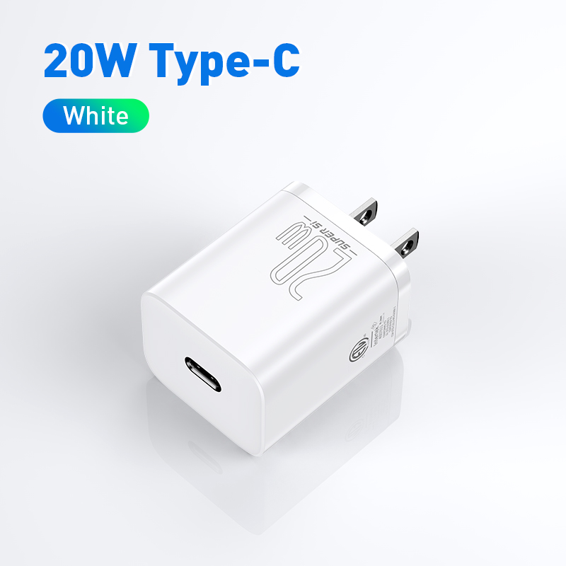 Baseus usb-c-ladegerät mit 20w us-steckern, faltbar, für iphone 12 pro max, unterstützt usb-c pd-schnellladen 11: 20w weiße ladegeräte