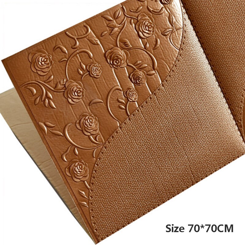 3D Wall Stickers ceiling sticker roof decoration Foam wallpaper waterproof DIY TV background wallpaper decoration sticker: Brass Color