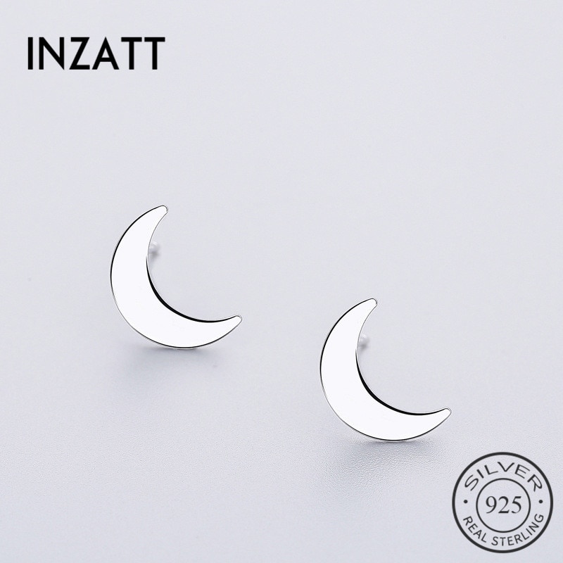 INZATT-Pendientes de luna punk para mujer, broche minimalista con forma geométrica de plata de ley 925, accesorios de joyería delicada para de cumpleaños