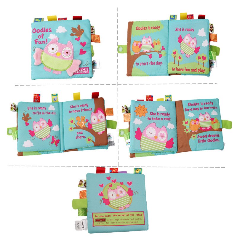 Soft Books Infant Early cognitive Development My Quiet Bookes baby goodnight educational Unfolding Cloth Book Activity Book DS19: owl