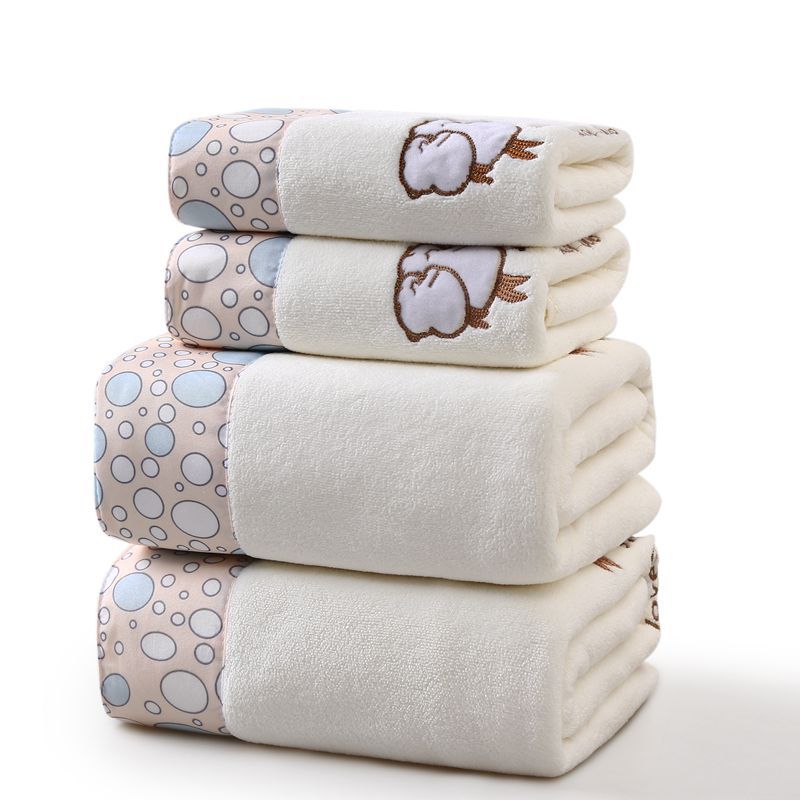 To-delt blødt håndklæde badehåndklæde sæt med mikrofiber broderet blonder, høj absorberingsevne, badeværelse.: Brun