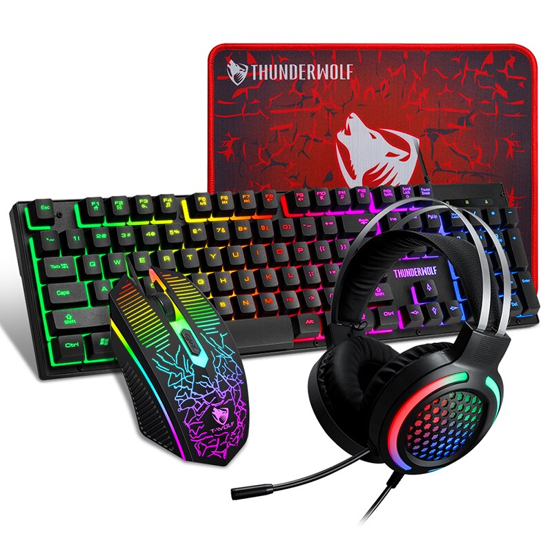 RGB Gaming Keyboard And Mouse PC Gaming Keyboard RGB Backlit Keyboard Rubber Keycaps Wired Keyboard Mouse Gamer Gaming Mouse: TF400