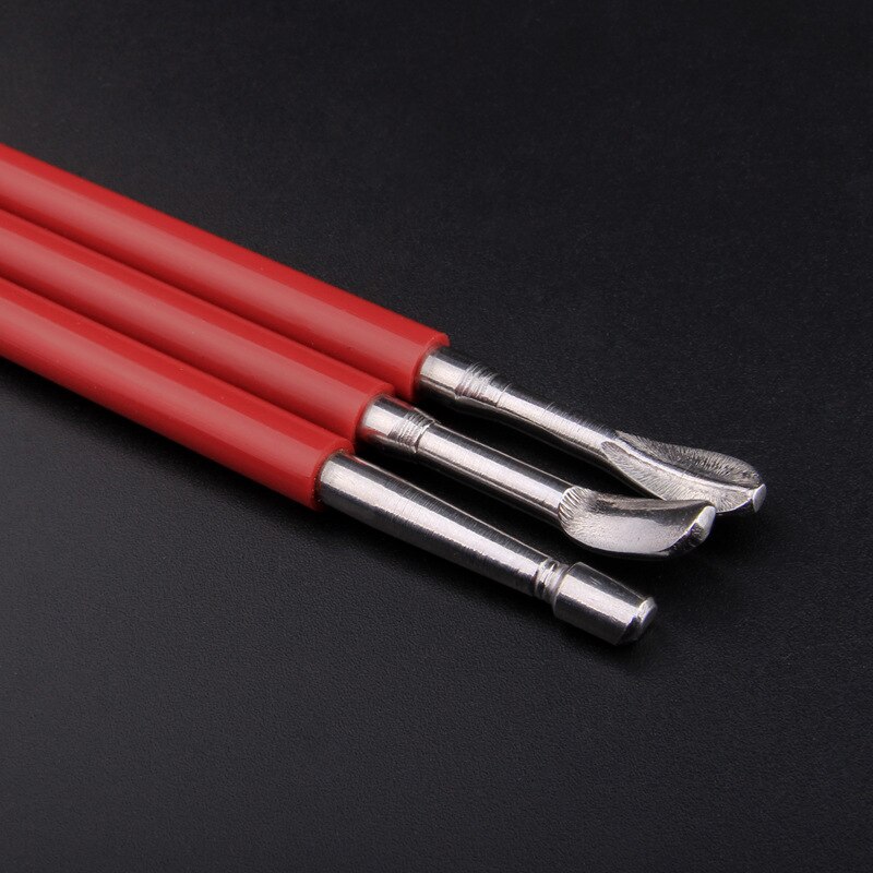 3 pcs Red bar stainless steel indentation pen sets of soft clay ceramic indentation tools clay plastic tools Artistic supplies