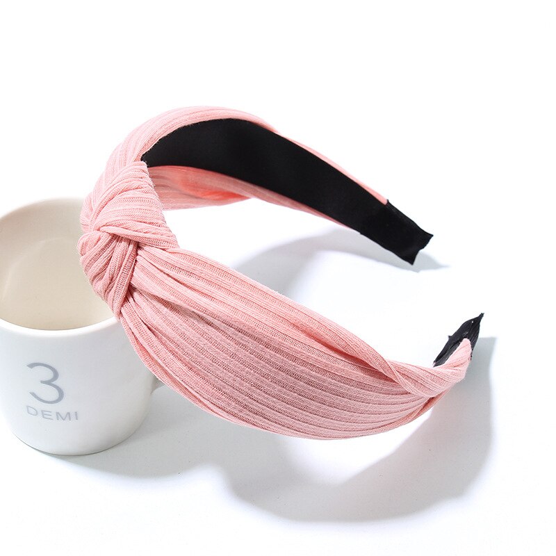 1 Pc Verkoop Boog Knoop Haarband Zachte Katoen Comfortabele Zoete Eenvoudige Meisjes Doek Cross Solid Hoofdband Haar accessoires: 20