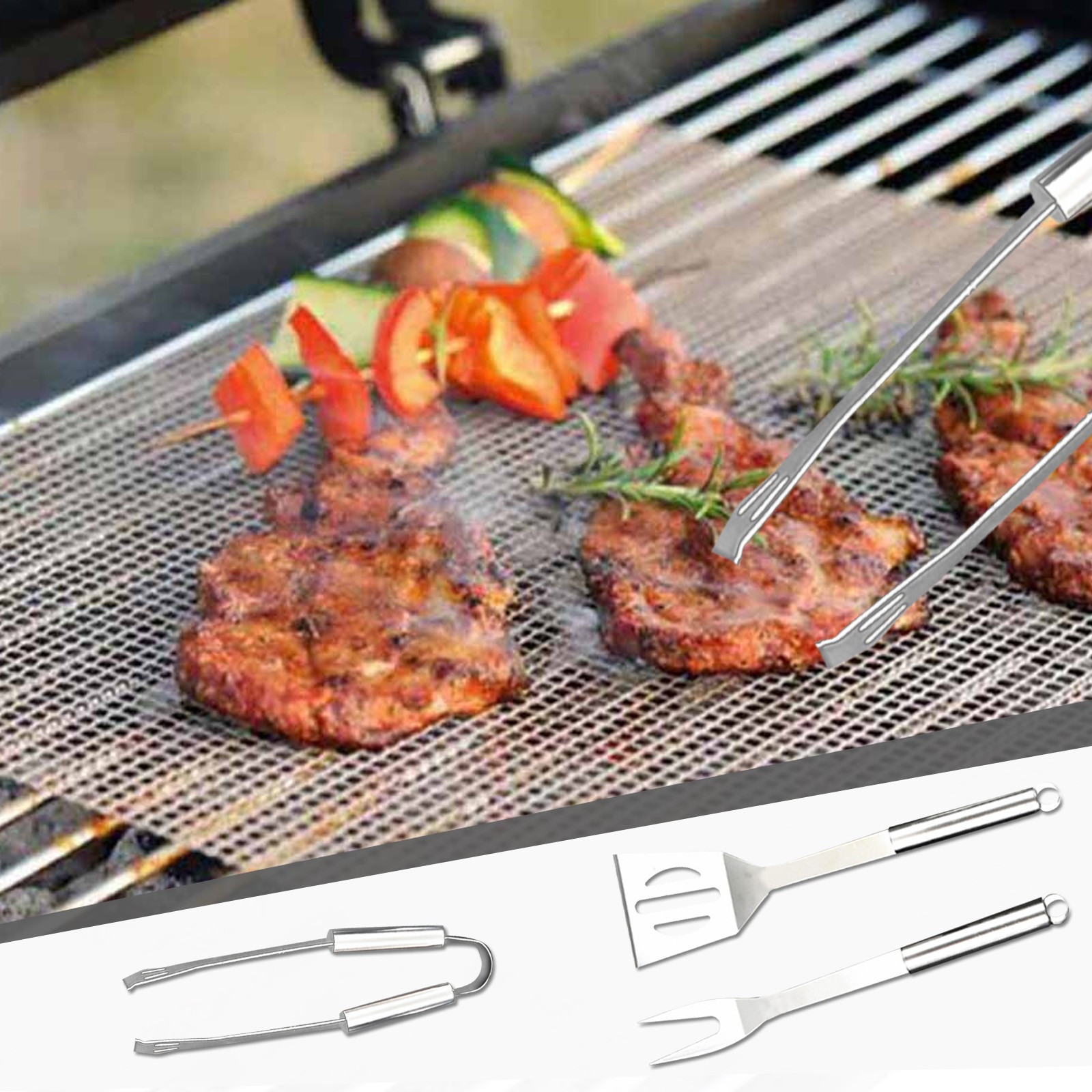 BBQ Set Grill Cooking Utensils Kit Stainless Steel Shovel Fork Tong Barbecue Tool Portable Case BBQ Accessories Bakeware Sets