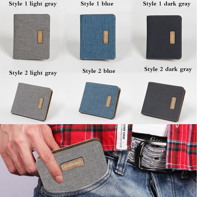 Brieftaschen Männer 3 Farben 2 Stil Leinwand Kreditkarten Halter Casual Männlichen Geldbörsen Baumwolle Leinen Kurze Praktische Gute