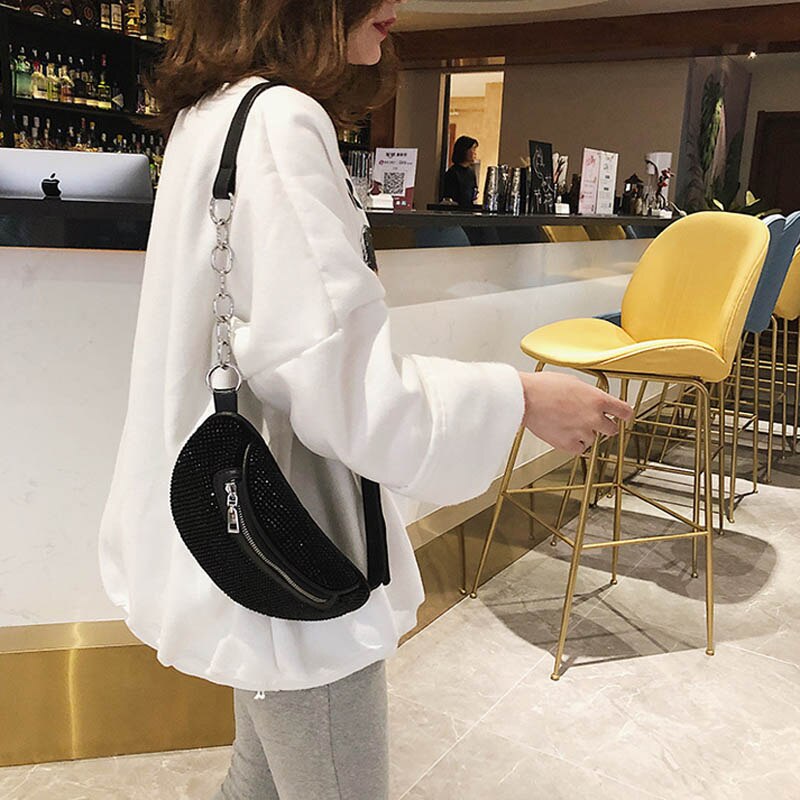 women Bags Diamond Mini Shoulder Bag Travel Crossbody Messenger Bags Female Zipper Chest Pack Casual Bolsa feminina