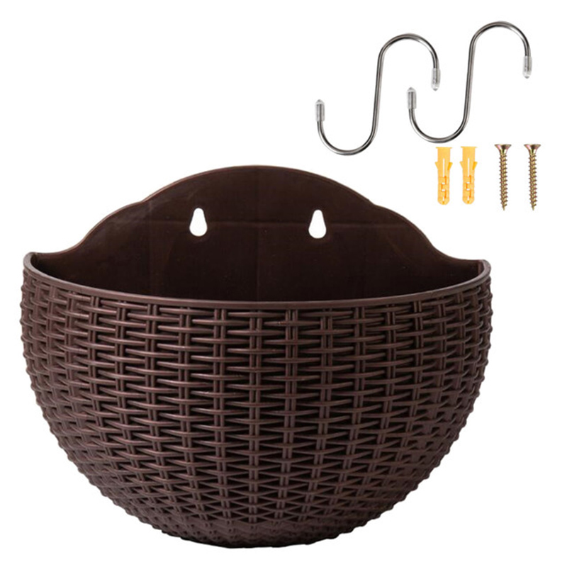 Europese Stijl Imitatie Rotan Muur Opknoping Half Ronde Bloempot Planter Halfronde Muur Bloempot Balkon Huishouden Outdoor: 3 S