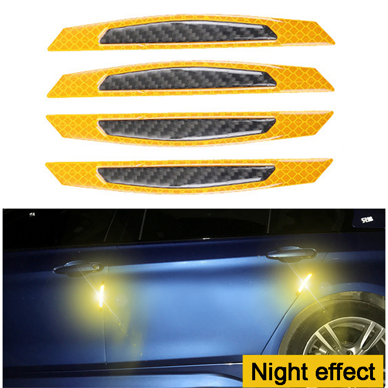 4 stks/set Auto Auto Veiligheid Reflecterende Tape Rijden Veiligheid Sticker 2 soorten Deur Anti-collision Waarschuwing Reflecterende Strips Accessoires