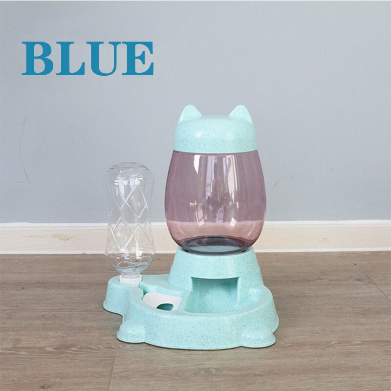 2-in-1 Haustier Automatische Zubringer Haustier Zeug Hund Katze Trinken Schüssel Für Haustiere Wasser Trinken Zubringer Katze fütterung Große Kapazität Spender: Blau