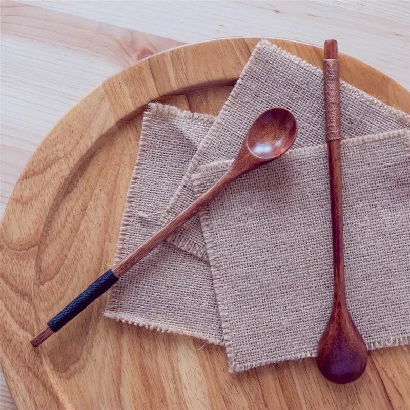 Wooden Spoons Large Long Handled Spoon Kids Spoon Wood Rice Soup Dessert Spoon Coffee Tea Mixing Tablewar