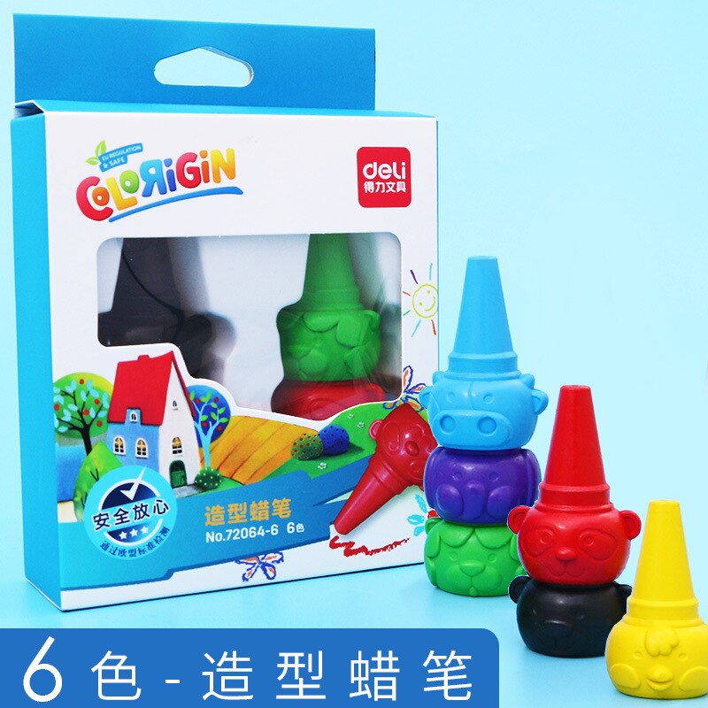 DeLi Water Crayons Children Wax Caryon Kindergarten Baby 12 Colors Graffiti Brush Coloring Pen Art Paintbrush: 6colors