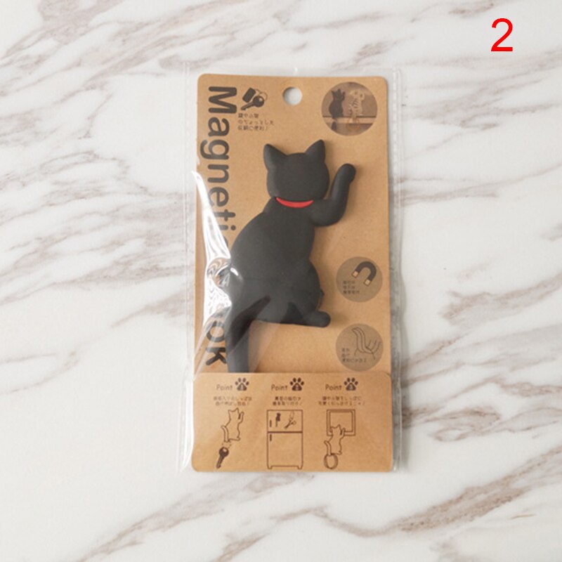 Gancho de pared magnética con forma de gato para colgar llaves, imán para nevera, decoración para puerta: Gris oscuro