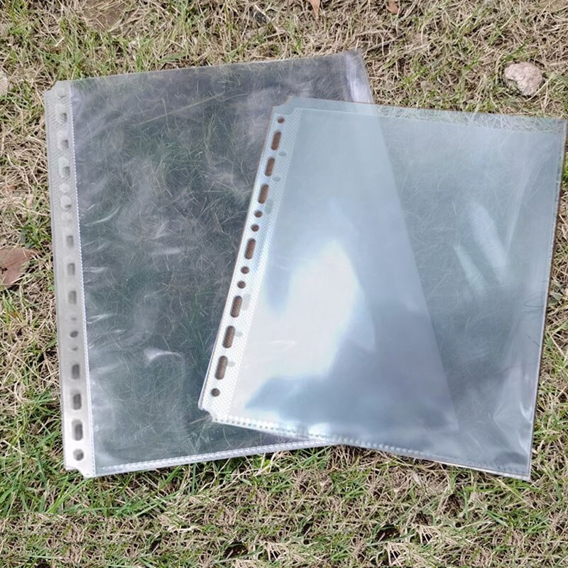 100PCS/Lot A5/B5 Thick 6-9 Hole Loose Leaf File Holder Documents Paper Organizer PVC Sheet Inner Page Protectors Office Supplies