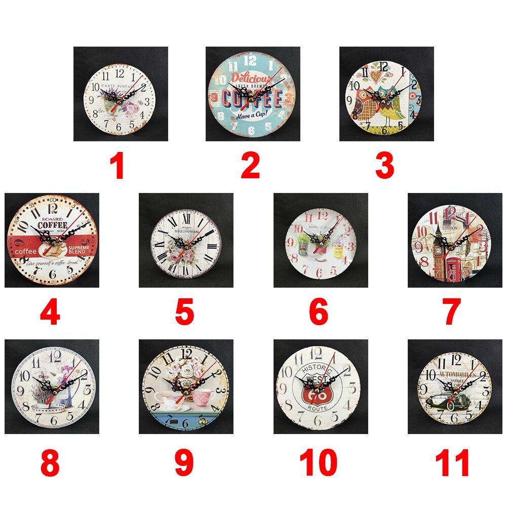 12cm vintage hjem rustikt køkken træ kontortimer antikt lurvet chikt vægur hjemme eller kontorindretning